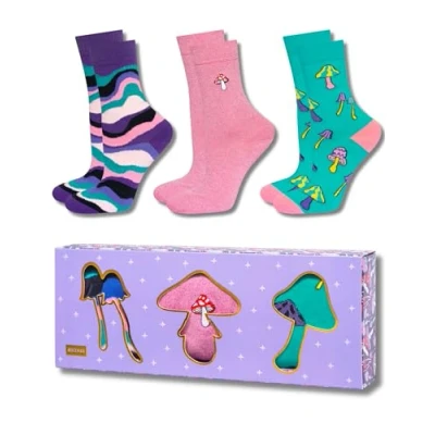 Afbeelding van soxo Champignons Warmte Sokken Heren Cadeau Voor Vrouwen Happy Men Socks 35 40 Paddestoelen 3 Paar