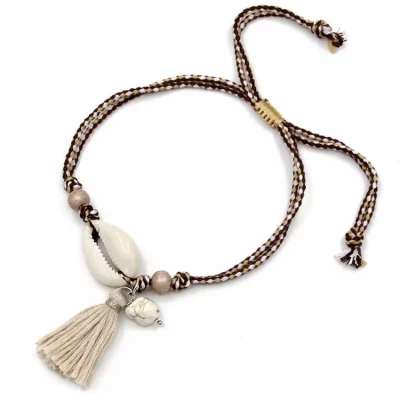 Afbeelding van Jomide Enkelbandje Bohemian Shell 4 Beige