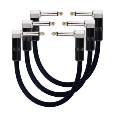 Afbeelding van Rayzm Gitaar klinkpatchkabel, geruisloos voor gitaareffecten, 6,35 mm, instrument, patchkabel gitaar/bas effectpedalen (3 stuks)