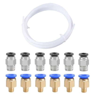 Afbeelding van FULARR 3 stuks professionele PTFE Teflon buis voor aansluiting kit: met 6 PC4 M6 snelkoppeling en M10 rechte pneumatische aansluiting, 3D printer bowden extruder 1,75 mm