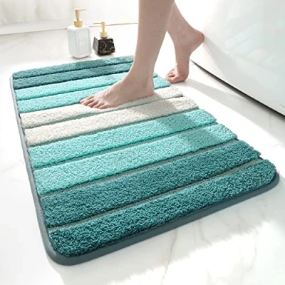 Afbeelding van DEXI Badmat, antislip, extra zacht, badkamertapijt, machinewasbaar, waterabsorberend, 40 x 60 cm, Turkoois