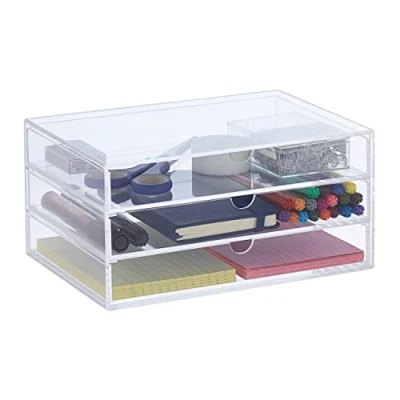Afbeelding van Relaxdays bureau organizer lades make up acryl transparante bakjes