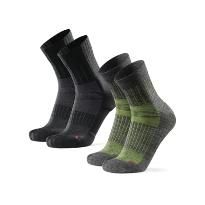 Afbeelding van DANISH ENDURANCE Premium Hardloopsokken met Merino Wol voor Dames &amp; Heren, Ademende Sportsokken, Trail Hardlopen, 2 paar, Veelkleurig (1x Zwart/Grijs, 1x Grijs/Groen), 43 47