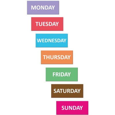 Afbeelding van SMILEYBOARD Weekdagmagneten 7 stuks 10 cm x 4 Monday to Sunday Engels