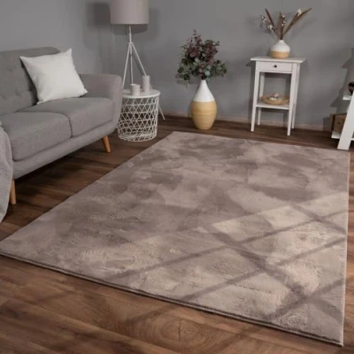 Afbeelding van Hoogpolig Tapjit Shaggy Woonkamer Modern Effen Kleur Fluffy, Kleur: Beige Taupe, Maat:200x280 cm