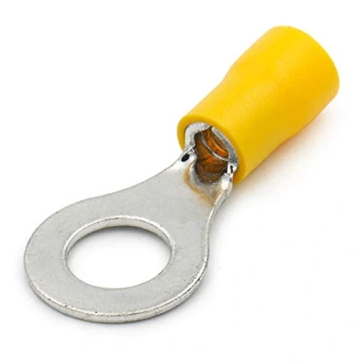 Afbeelding van Heschen Ring Terminal krimpconnectoren Vinyl geïsoleerde draad elektrische connector RV5.5 8 noppenmaat 5/16&quot; voor 4 6mm2 (12 10 AWG) Geel 100Pack