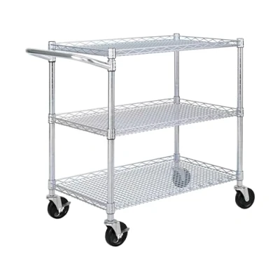 Afbeelding van Seville Classics Multifunctionele wagen metaal zilver, 86,4 B x 45,7 D 85,1 cm H