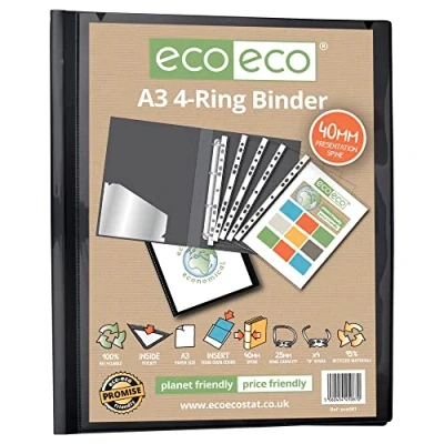 Afbeelding van eco A3 95% gerecycled 4 D Portret Ring Binder File Folder, Artwork Portfolio, eco087