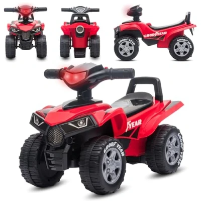 Afbeelding van Kinderauto loopauto quad botsauto vanaf 1 jaar baby quad, voertuig schuifauto auto (Rood)