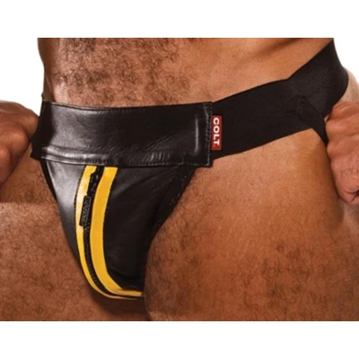 Afbeelding van Colt Leren Jockstrap Zwart Geel