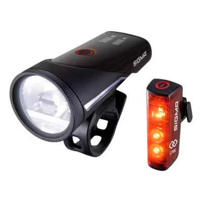Afbeelding van Sigma Aura 100 LINK met Blaze achterlicht verlichtingsset BikeTotaal.nl Zwart