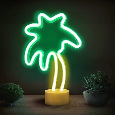 Afbeelding van NIWWIN Neon LED verlichting, slaapkamerdecoratielampen, bedlampjes en op batterijen. Gebruikt om kinderkamer , vakantie verjaardagscadeaus te versieren. (Kokosboom)