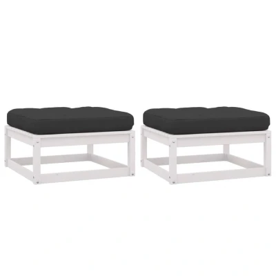 Afbeelding van 2 Delige Loungeset Met Kussens Massief Grenenhout Grijs 1 / Wit voetensteun (2 st)