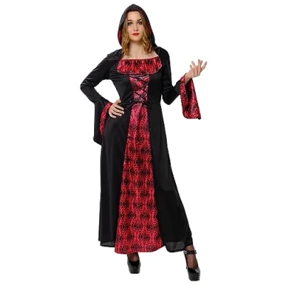 Afbeelding van Rubies Mysterieus vampierkostuum voor dames, officiële jurk met capuchon, Halloween, carnaval, feest en cosplay