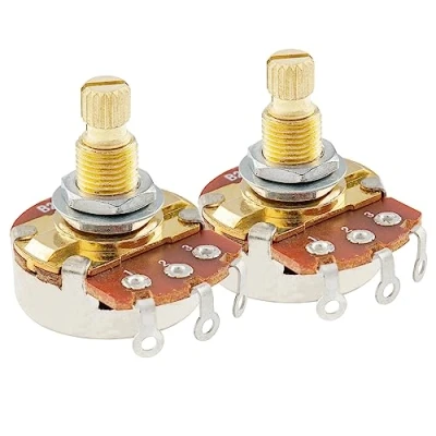 Afbeelding van Musiclily Pro Messing Schroefdraad Full Metric Split Shaft B25K Lineaire Potmeter voor Elektrische Gitaar en Basgitaar (2 Stuks)