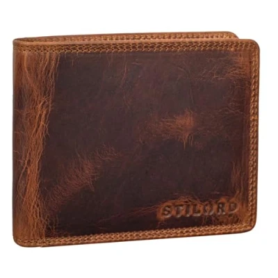 Afbeelding van STILORD &#039;Lunis&#039; RFID Portemonne Herren Slank Vintage Wallet Leer Kaarthouder Elegant Geldtasje met EC Kaartvakken Echt Leer, Kleur:kara cognac