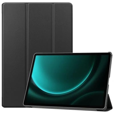 Afbeelding van Samsung Galaxy Tab S9 FE Plus Hoes: iMoshion Trifold Bookcase Zwart Kunstleder Tablet Hoezen
