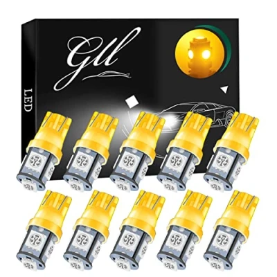 Afbeelding van GLL 24V T10 501 LED Lampen W5W 194 168 2825 Wedge Lampe met 5050 5 SMD 60 Lumen Geel