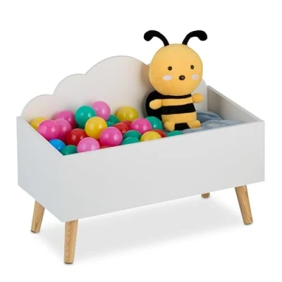 Afbeelding van speelgoedkist wolk 45 x 60 30 cm mdf kinderkamer wit