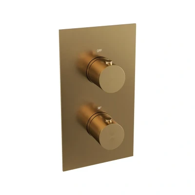 Afbeelding van Brauer Gold Edition inbouwthermostaat inbouwdeel 2 gladde knoppen PVD geborsteld goud