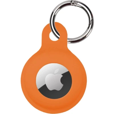 Afbeelding van Hoesje Geschikt voor Apple AirTag Sleutelhanger Siliconen Hanger Oranje