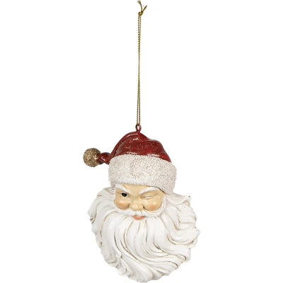 Afbeelding van Clayre &amp; Eef Kersthanger Kerstman 8x5x12 cm Wit Polyresin Kerstboomversiering