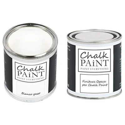Afbeelding van Chalk Paint &amp; Finish krijtwit + blanke lak afwerking set met en beschermende (250 ml 250 ml)