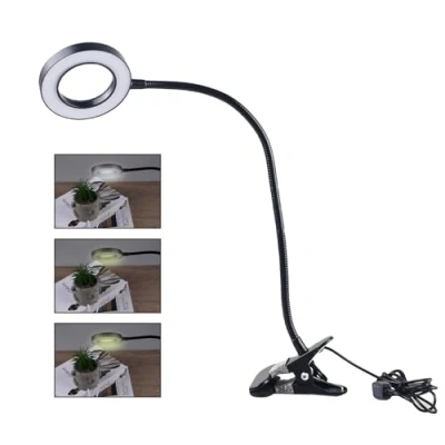Afbeelding van vergrootglas met USB klem: clip licht zwarte leeslamp 3 kleurmodi, instelbare vergrootlamp dimbare bureaulamp voor lezen, hobby&#039;s, knutselen, senioren
