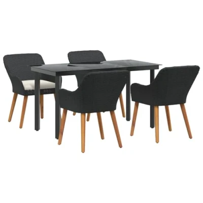 Afbeelding van vidaXL 5 delige tuinset zwart poly rattan