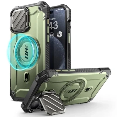 Afbeelding van SUPCASE Hoesje iPhone 15 Pro Max 6,7&quot; (2023) met Camerabescherming [MagSafe Compatibel] [UB Mag XT] Volledig Robuust, Schokbestendig Standaard Ingebouwde (Groente)