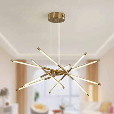 Afbeelding van Moderne LED Spoetnik kroonluchter, zwart/goud industriële hanglamp, binnen hangende plafondverlichting met 12 koppen voor woonkamer, eetkamer, keuken, slaapkamer