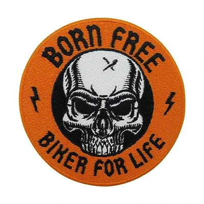 Afbeelding van patch om op te strijken Biker for Life Motorcycle Kutte Patches, Born Free doodshoofd opstrijker, motorfiets rugpatch, voor vest Finally Home
