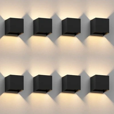 Afbeelding van ledscom.de 8 st. wandlamp CUBEL voor buiten, IP65, up/downlight, matzwart, hoekig, 1x G9 max. 10W