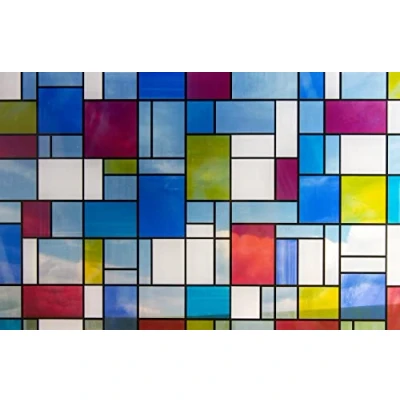 Afbeelding van Fablon 67,5 cm x 2 m Roll Mondriaan zelfklevende raamfolie, blauw