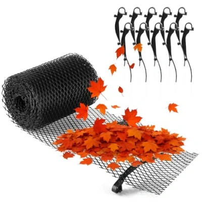 Afbeelding van COM FOUR® dakgootbeschermingsset 8 meter voor huis, carport, stal met klemmen, op maat te snijden, weerbestendig dakgootbescherming, bladbescherming (01 stuk 8m antraciet)