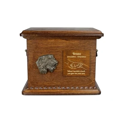 Afbeelding van Art Dog Urn voor hondenas Handgemaakt gedenkteken met reliëf, gepersonaliseerde gravure en koudgegoten bronzen buste 8,3x11,4x8,7 Ierse Wolfshond