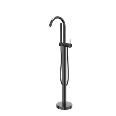 Afbeelding van IVY Bond vrijstaande badmengkraan staafhanddouche Zwart Chroom PVD Minimalistisch design