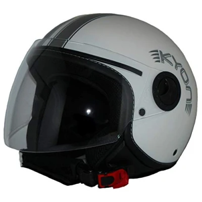 Afbeelding van protectWEAR Heren H730 WS M jethelm met vizier M, wit mat zilveren strepen, EU