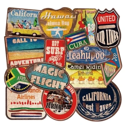 Afbeelding van Grote Reis Stickers Set 36 stuks, Vintage Retro Vinyl Aufkleber voor Koffer Laptop Helm Motorfiets Skateboard Auto Fiets Computer