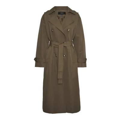 Afbeelding van Vero Moda Vmchloe LONG BOOS Trenchcoat, Dames, Maat: Large, Chocolate chip