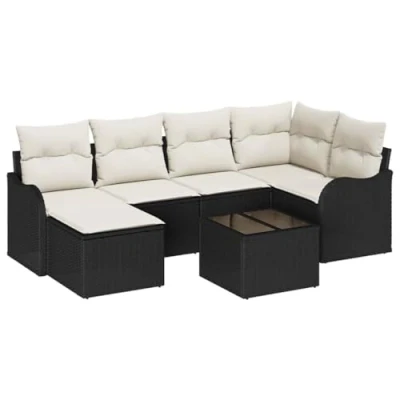Afbeelding van vidaXL 6 delige tuinbankset met kussens bruin poly rattan