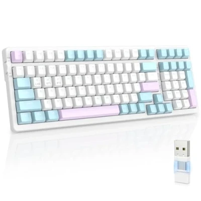 Afbeelding van MAGIC REFINER RK96 Draadloos Toetsenbord, 80% Mechanisch Gaming Bluetooth 5.0/2.4GHz Dual mode, Compacte 100 toetsen, Hot Swappable Rode Schakelaar, voor PC/MAC/Tablet/Smartphone