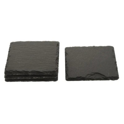 Afbeelding van Glazenonderzetters 4 stuks leisteen grijs 10 cm