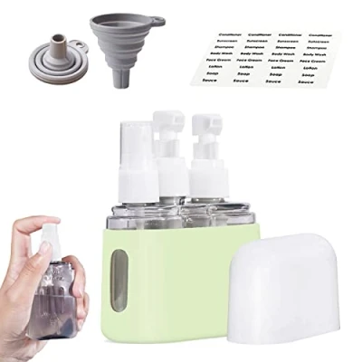 Afbeelding van Mini Shampoo Dispenser Portable Travel Bottle Set, Refillable Bottles Set for Toiletries, Shower Lotion (3 in 1,Green)