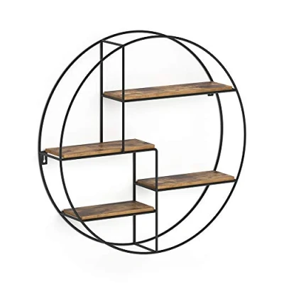 Afbeelding van Vicco Wandrek &quot;Fyrk&quot;, Eiken rustiek/Zwart, 55 x cm Rond