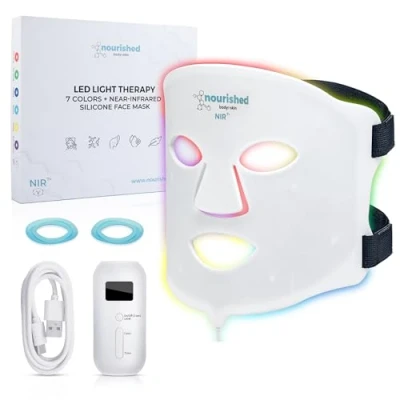 Afbeelding van Nourished Bodynskin 7 Kleuren LED Gezichtsmasker met Nabij Infrarood Blauw, Rood Lichttherapie voor het Gezicht 114 LEDs Huidverzorgingstool tegen Rimpels, Anti Veroudering