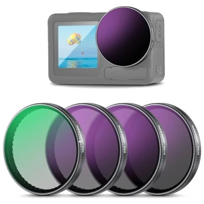 Afbeelding van NEEWER ND Snap filterset, compatibel met DJI Osmo Action 3/4/5 Pro, 4 stuks, ND8+ND16+ND32+CPL, accessoires voor actiecamera, polariserend neutral density filter, meerlaags optisch HD glas, FL A76