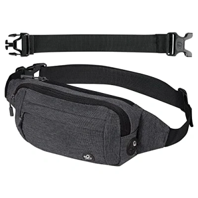 Afbeelding van Waterfly Bumbags Heuptasje voor dames, modieuze heuptas met verstelbare riem sport, hardlopen, wandelen, joggen, meisjes, vrouwen en mannen, Donkergrijs, S, Lange tailleband