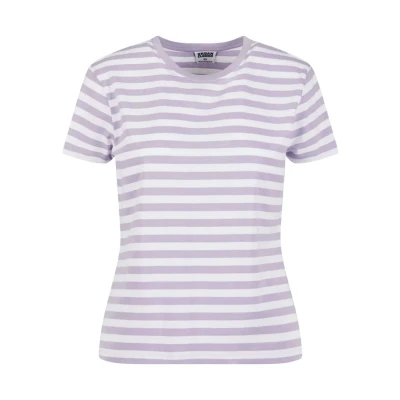 Afbeelding van Urban Classics Regular Striped Dames T shirt 4XL Wit/Lila