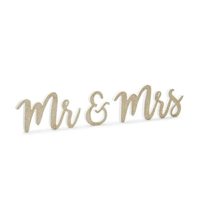Afbeelding van Partydeco Mr and Mrs letters goud
